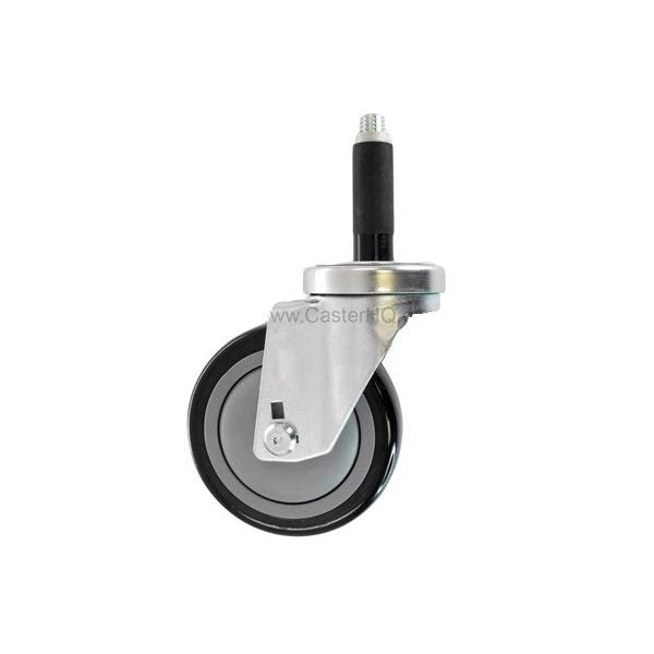 4"x1-1/4" Swivel Caster, Black Polyurethane ON POLYOLEFIN Wheel, 1